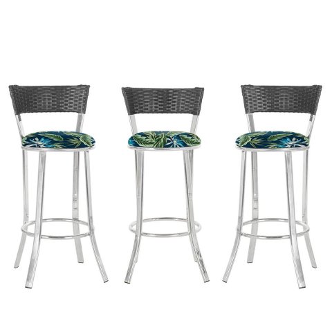 Kit com 3 Banquetas em Alumínio, Fibra Sintética e Tecido Impermeável Tc Zanutto Preta