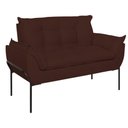 Ver imagem 4 de Sofá Namoradeira Base Metal Preta Reforçada Tecido Suede Cor:marrom