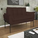 Ver imagem 1 de Sofá Namoradeira Base Metal Preta Reforçada Tecido Suede Cor:marrom