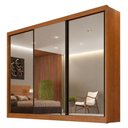 Ver imagem 1 de Guarda Roupa Casal Londres 3 Portas com Espelho 8 Gavetas Cinamomo - Novo Horizonte
