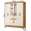 Ver imagem 2 de Guarda Roupa Casal Ambiente Portugal 8 Portas Freijó Off White com Espelho - Moval