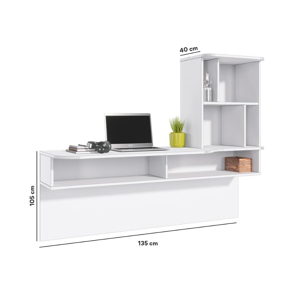 Escrivaninha Suspensa Lilac 135cm Branco Fosco Colibri Moveis - 7