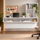 Ver imagem 4 de Escrivaninha Suspensa com 6 Nichos e 2 Prateleiras Lilac 135cm Colibri Decor Branco Fosco