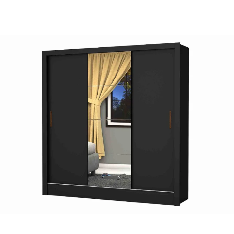 Guarda Roupas 2430 Santiago/Dubai 3PTS 1.79m c/Esp Plus Preto