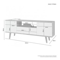 Rack para TV até 60 Polegadas 2 Portas Titânio Retrô JCM Móveis - 3
