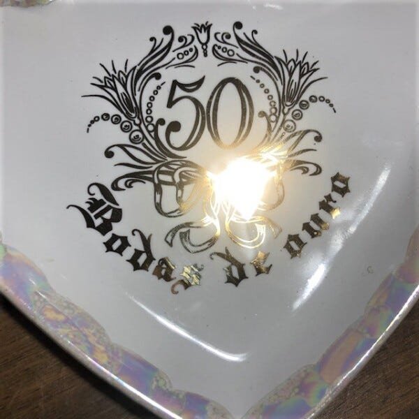 Coração de Porcelana com Asas Bodas de Ouro - 4