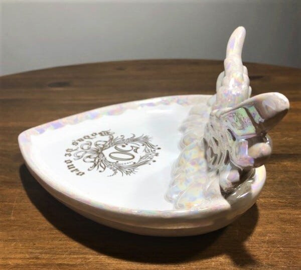 Coração de Porcelana com Asas Bodas de Ouro - 6