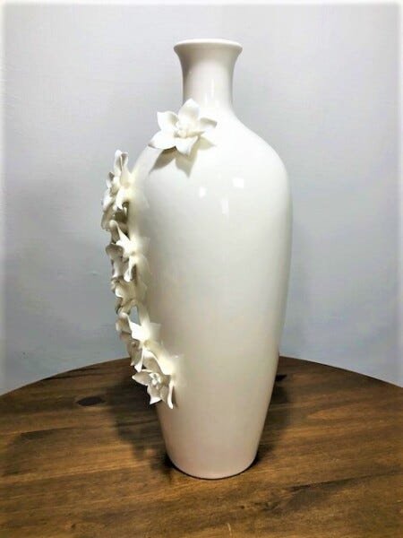 Vaso alto relevo porcelana 29cm - 4