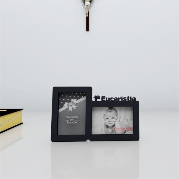 Porta-Retrato Quadro Para Presentear Decorar Religião Primeira Eucaristia Preto - 2