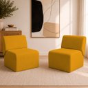 Ver imagem 1 de Kit 2 Poltronas Decorativas Zoe Orgânicas Modernas Minimalistas Sala Recepção Luxo Suede