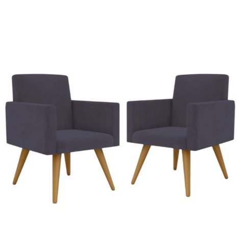 Kit com 2 Poltron Decorativa Talita Cor Cinza