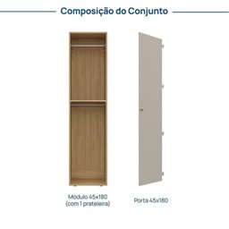 Módulo 45x180 1 Porta 1 Kit Prateleira Frame Cabecasa madeiramadeira - 3
