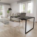 Ver imagem 3 de Mesa de Escritório Base Metal Preto Tampo Preto 90cm House