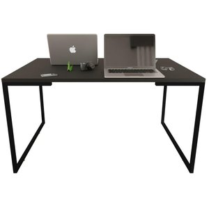 Mesa de Escritório Base Metal Preto Tampo Preto 90cm House