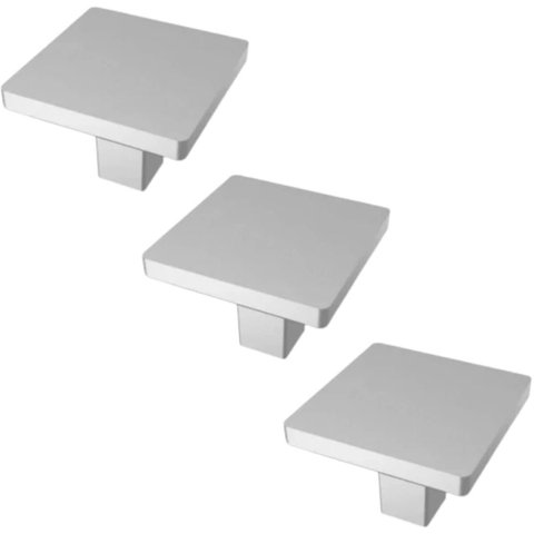 Kit 3 Puxadores Aspen 188 Ponto Quadrado Cromo Acetinado para Móvel Armários e Gavetas