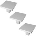 Ver imagem 1 de Kit 3 Puxadores Aspen 188 Ponto Quadrado Cromo Acetinado para Móvel Armários e Gavetas