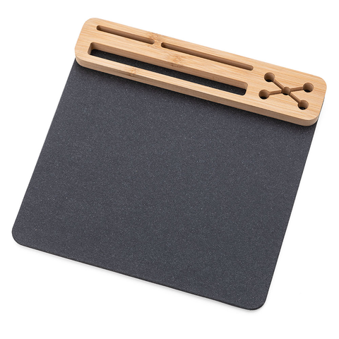 Mouse Pad Bambu com Suporte para Celular e Porta Canetas
