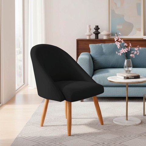 Poltrona Cadeira para Sala Orgânica Curva Redonda Confortável Reforçada Recepção Suede