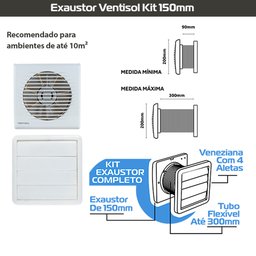 Kit Ventilador Exaustor para Banheiro 150mm 127v Premium Ventisol - 3
