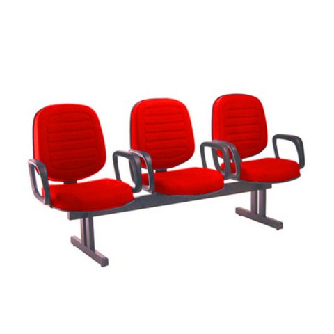 Cadeira em Longarina com 03 Lugares Linha Blenda Vermelho