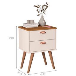 Mesa Apoio 2 Gavetas Lanciano Off White Nature - 3 Mesa Apoio 2 Gavetas Lanciano Off White Nature - 3