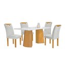 Ver imagem 6 de Conjunto de Jantar Stella 4 Lugares Tampo Vidro Cadeiras Veludo Cinza 120cm Cel Móveis