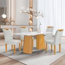 Ver imagem 1 de Conjunto de Jantar Stella 4 Lugares Tampo Vidro Cadeiras Veludo Cinza 120cm Cel Móveis