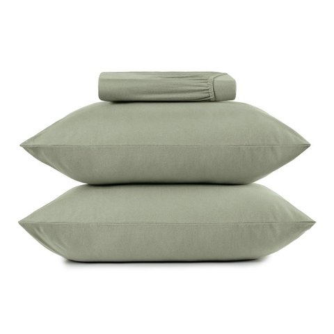 Jogo de Cama Casal 3 Peças Altenburg Liso Malha Fio Penteado Verde Bond