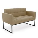 Ver imagem 1 de Sofá Namoradeira Elisa Suede Base Metálica Industrial Preto - D'Rossi Cor Marrom Rato
