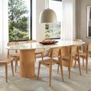 Ver imagem 4 de Mesa de Jantar Orgânica Breeze 2,40 X 1,20m 9 Lugares Lâmina Natural de Madeira Off White Vidro