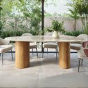 Ver imagem 3 de Mesa de Jantar Orgânica Breeze 2,40 X 1,20m 9 Lugares Lâmina Natural de Madeira Off White Vidro