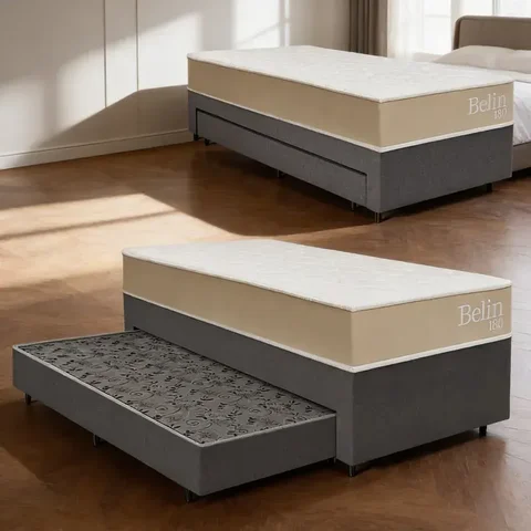 Cama Box com Colchão de Espuma D33 Double Face Belin + Auxiliar de Espuma Unique Solteiro 88cm
