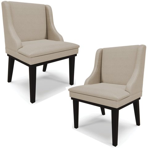 Kit 2 Cadeiras Decorativas Sala de Jantar Base Fixa de Madeira Firenze Veludo Luxo Prata/Preto G19 -