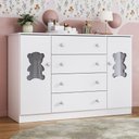 Ver imagem 2 de Cômoda Infantil 125cm 2 Portas com Vidro e 4 Gavetas Teddy Multimóveis Mp4490 Branco Branco