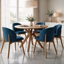 Ver imagem 2 de Kit 05 Cadeiras de Jantar e Estar Living Estofada Mia L02 Linho Azul - Lyam Decor