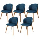 Ver imagem 1 de Kit 05 Cadeiras de Jantar e Estar Living Estofada Mia L02 Linho Azul - Lyam Decor