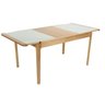 Mesa Elástica Izza Tampo de Vidro Fendi Claro e Base Madeira Cor Amêndoa 1,40cm - 69370 - 1
