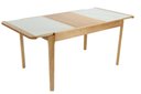 Ver imagem 1 de Mesa Elástica Izza Tampo de Vidro Fendi Claro e Base Madeira Cor Amêndoa 1,40cm - 69370