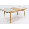 Mesa Elástica Izza Tampo de Vidro Fendi Claro e Base Madeira Cor Amêndoa 1,40cm - 69370 - 2