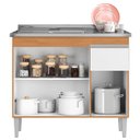 Ver imagem 3 de Balcão de Pia Tatiane 100cm Amêndoa Branco - Ajl