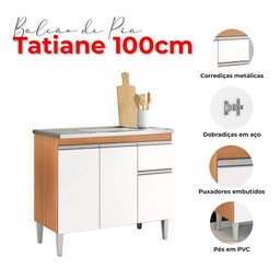 Balcão de Pia Tatiane 100cm Amêndoa Branco - Ajl - 4