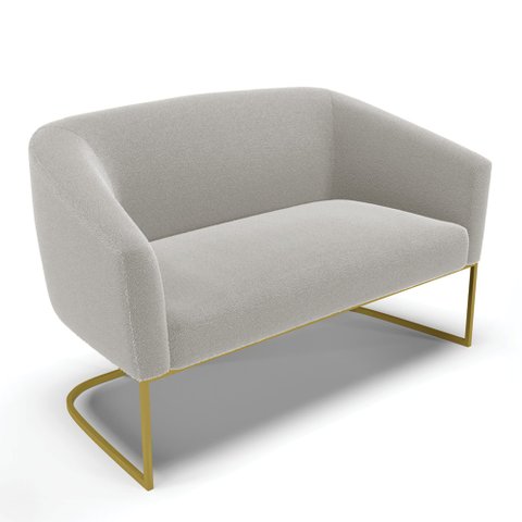 Sofá Namoradeira 2 Lugares Industrial Dourado Stella Bouclê Cinza D03 - D'Rossi