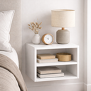 Ver imagem 2 de Mesa Lateral Quarto Suspensa Mesinha Cabeceira Cama Nicho - Branco
