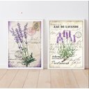 Ver imagem 1 de Kit 2 Quadros Lavanda Provençal Vintage 33x24cm - com vidro:Madeira preta
