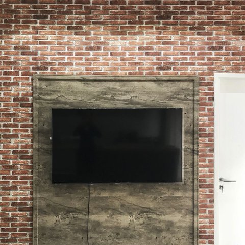 Adesivo de Parede Tijolo À Vista Vermelho Marrom Impermeável Lavável 3d para Quarto e Sala