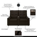 Ver imagem 4 de Poltrona do Papai Reclinável Sala de Cinema Movie 2 Lugares Manual Baú USB PU Marrom G23 Gran Belo M