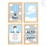 4 Quadros Decoração Quarto Menino Nuvem e Balão Santo Anjo Cor:branca - 3