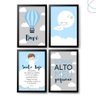 4 Quadros Decoração Quarto Menino Nuvem e Balão Santo Anjo Cor:branca - 2