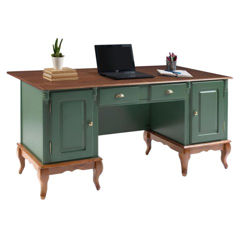 Escrivaninha de Madeira Hannover com 2 Portas e 2 Gavetas com Tampo Estendido 60813te
