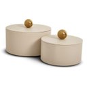 Ver imagem 1 de Kit de Caixas Decorativas com Tampa e Revestimento Pu - 2pçs:off White